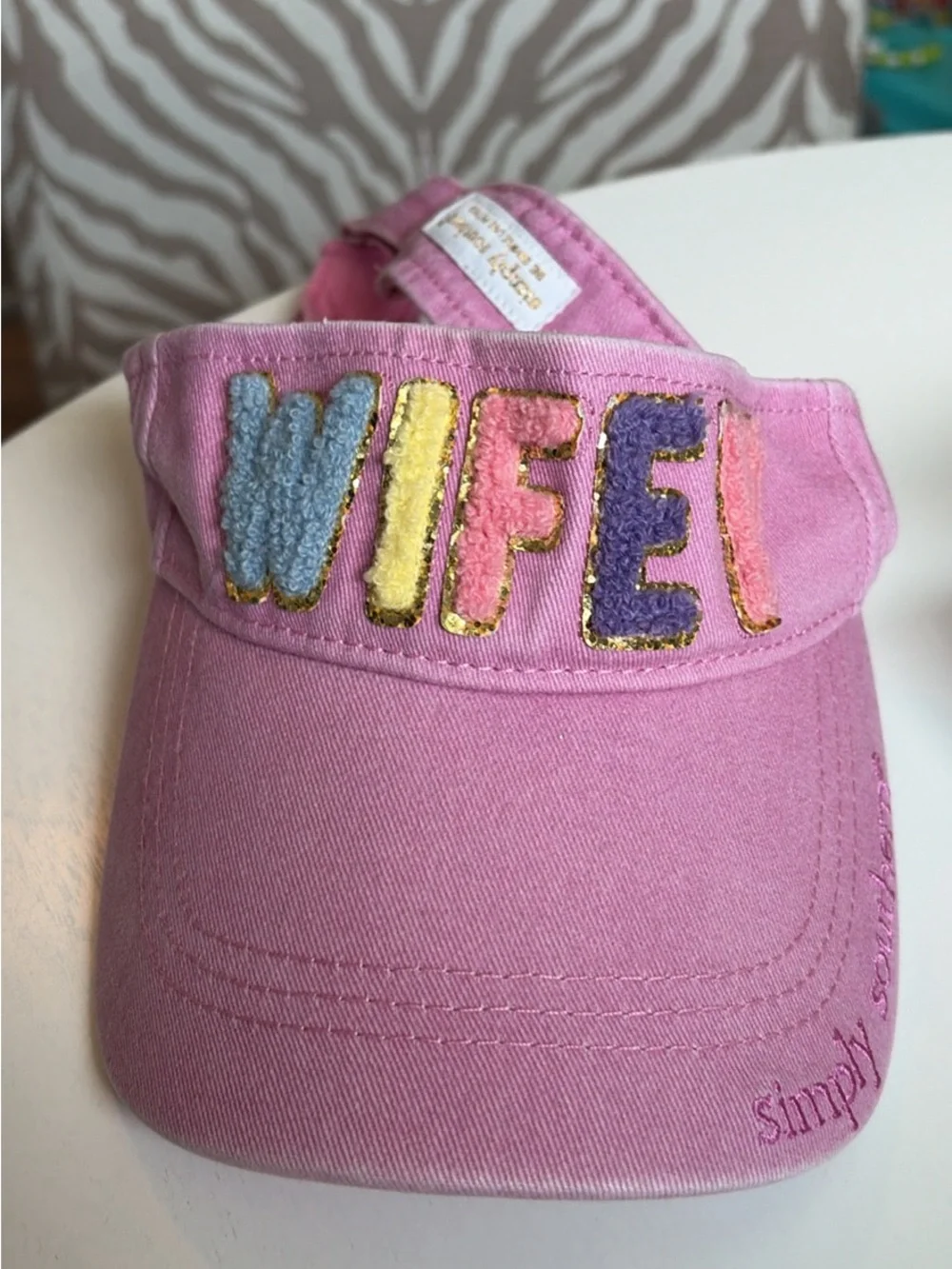 Simply Southern Pink Visor with Multicolor Chenille 
